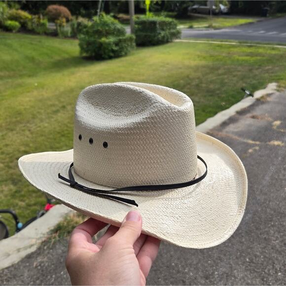 EDDY BROS* Western Cowboy Hat Formosan Straw Rodeo Ivory One Size 6.5" Brim MINT - Picture 1 of 3